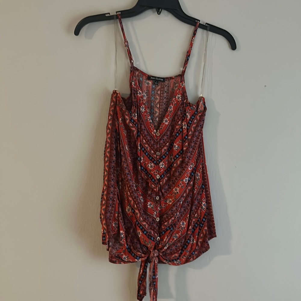 Red patterned shirt
